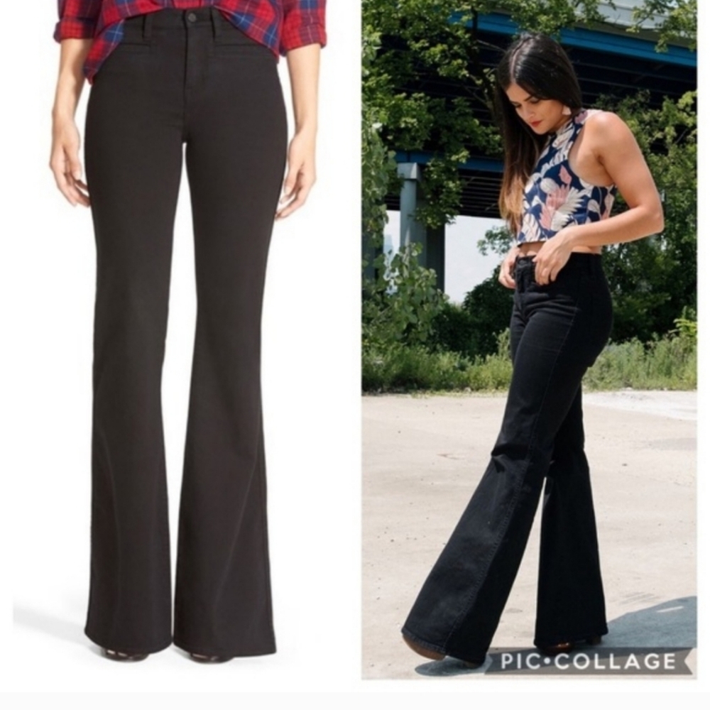 Madewell Black Flare Jeans - High Rise Wide Leg